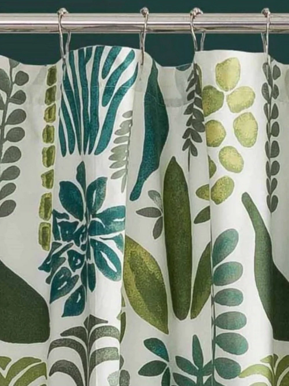 JUNGALOW NWT Jardin Shower Curtain Green/Blue 100% Cotton-Botanical Pattern
